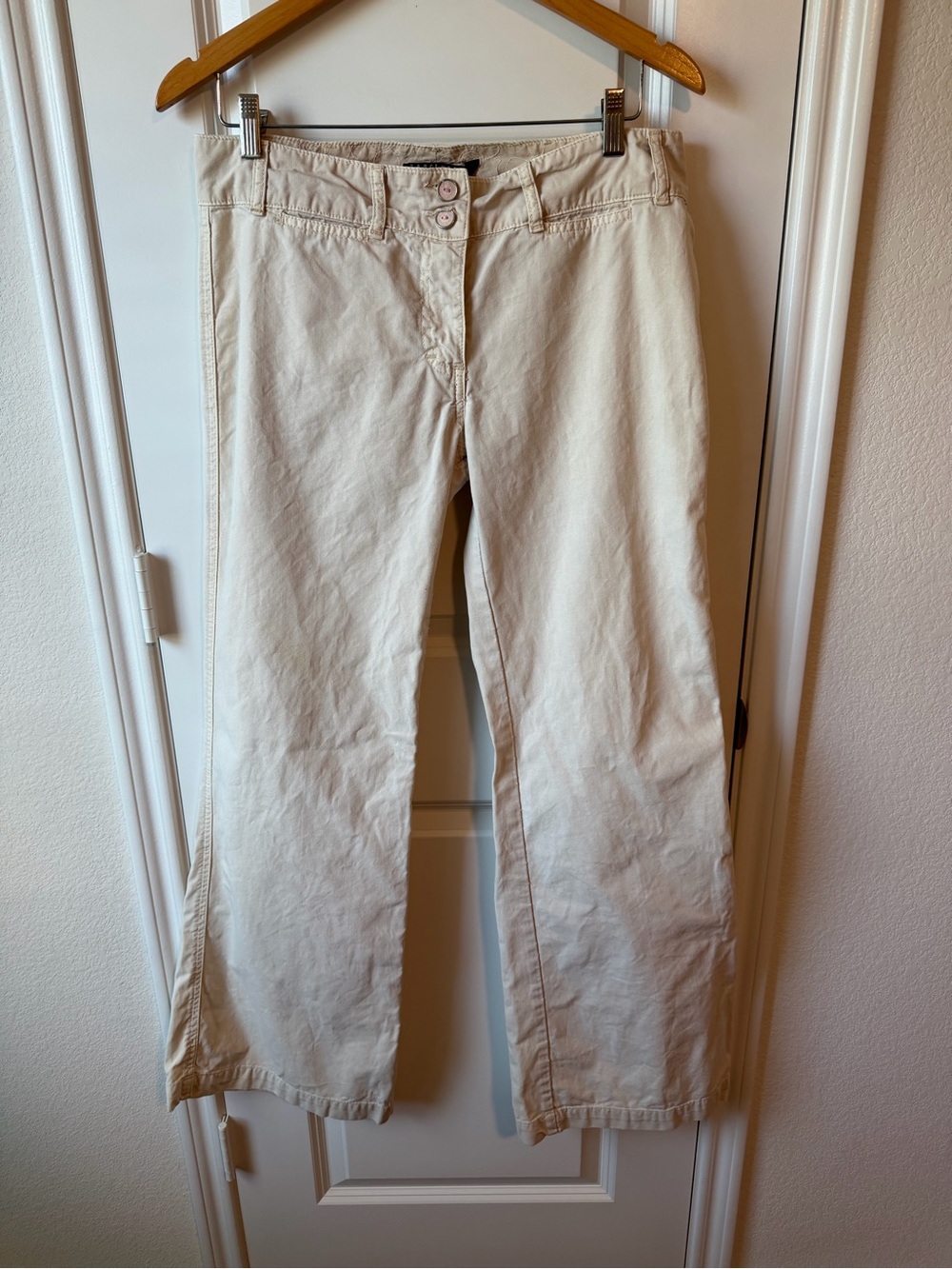 Sanctuary for Anthropologie Women’s Cream Straight-Relaxed Pants 100% Cotton